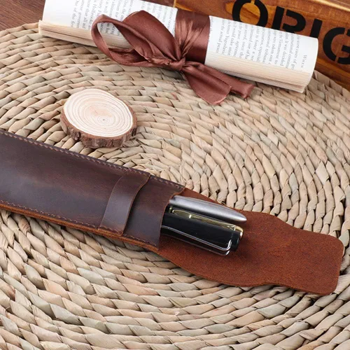 Miniatura 5 de Daimay Funda de cuero para bolígrafos Funda protectora de pluma de cuero para pluma de cuero de caballo loco Funda protectora - Negro