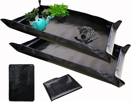 Miniatura 8 de BIUWING Tapete de trasplante de plantas de 39.4 x 39.4 pulgadas, impermeable, tapete de trasplante para suculentas, tapete portátil de jardinería