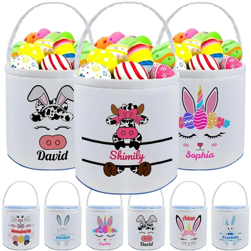 Miniatura 26 de kioskbanks Cesta de Pascua personalizada con nombre para niños, lona personalizada, cubo de Pascua, regalo para niños y niñas Estilo2-azul