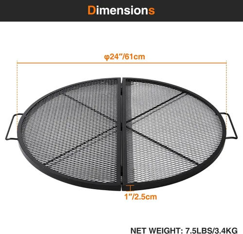 Miniatura 6 de X-Marks Rejilla portátil para fogata y parrilla de cocina, rejilla plegable redonda para fogata de camping, rejilla de parrilla para fogata con asas