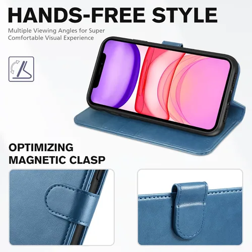 Miniatura 5 de TUCCH - Funda tipo cartera para iPhone 11, con ranura para tarjeta con bloqueo RFID [Funda protectora interior de TPU], cubierta magnética de piel
