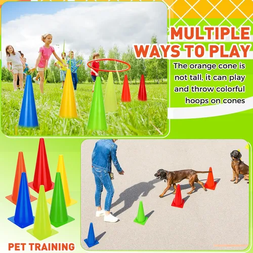 Miniatura 6 de Reginary 12 conos de tráfico de 15 pulgadas, seguridad vial, conos de plástico para estacionamiento, entrenamiento de conducción, entrenamiento