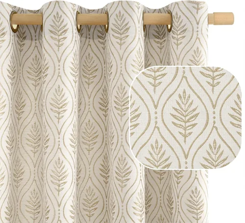 Miniatura 14 de BGment - Cortinas de jacquard de hojas en color amarillo mostaza, 72 pulgadas de largo para sala de estar, patrón botánico de estilo campestre