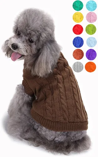 Miniatura 25 de Suéter para perro, cálido y suave, mediano (pecho 16-18 pulgadas), rosa, cuello alto clásico, lavable a máquina, invierno, unisex, sólido