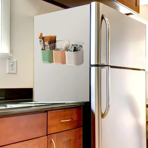 Miniatura 7 de Estante magnético para almacenamiento de vasos para refrigerador, organizador magnético para bolígrafos, soporte para lavandería, tablero, Blanco