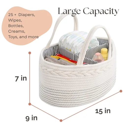 Miniatura 3 de Organizador de pañales de bebé pequeño de lujo – Cubo de almacenamiento para niños y niñas – Bolsa grande y organizador de vehículo con inserciones
