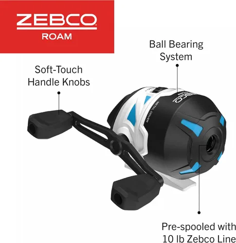 Miniatura 4 de Zebco Roam Spincast Carrete y Combo de caña de pescar, caña de pescar de fibra de vidrio de 2 piezas de 6 pies con mango ComfortGrip, carrete