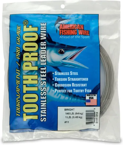 Miniatura 66 de AFW Alambre Líder Duro de Una Hebra de Acero Inoxidable a Prueba de Dientes - Brillante y Camuflaje para Tiburón, Barracuda, Caballa Real, Wahoo