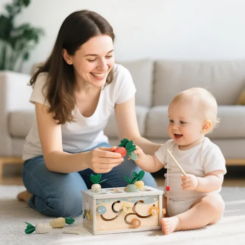 Miniatura 2 de Joyreal Caja de Pañuelos Montessori 8 en 1 para Bebé de 12 Meses - Cubo de Actividades de Madera de Color Neutro para Niños y Niñas Regalos