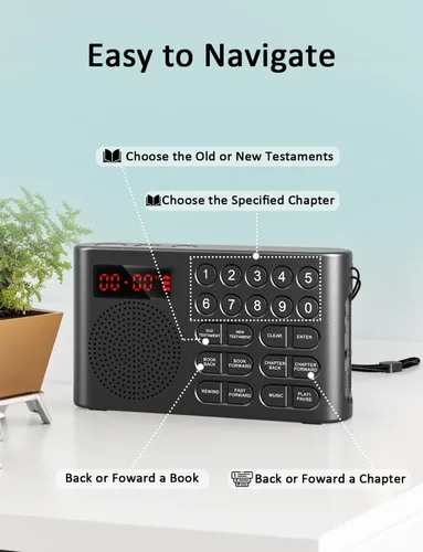 Miniatura 6 de iGuerburn KJV Audio - Reproductor de Biblia para personas mayores, Biblia electrónica antigua y nueva versión en versión King James, Biblia hablante