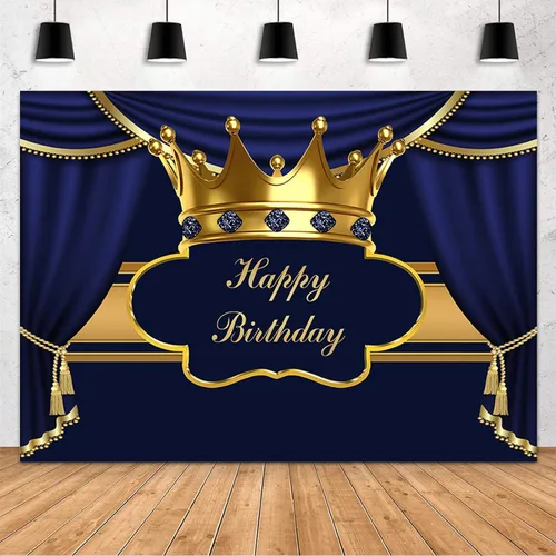 Miniatura 7 de MEHOFOND Cortina Real Negra y Dorada Telón de Fondo para Decoración de Fiesta de Cumpleaños para Hombre Niño Príncipe Cortina de Corona Dorada Negro