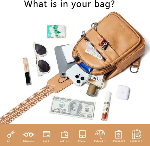Miniatura 7 de Leresas Bolso bandolera de 7L para mujer, bolso cruzado, riñoneras, de cuero vegano, bolso de pecho de moda, de viaje, antirrobo