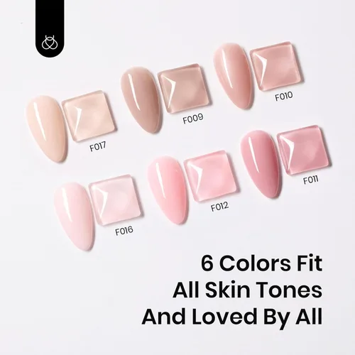 Miniatura 5 de Beetles - Esmalte de uñas de gel con base de goma, 6 colores nude, esmalte de gel rosa, melocotón, neutro, transparente, francesa, colores base