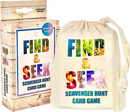 Juego de cartas de búsqueda del tesoro de Hapinest, actividades de interior y exterior para niños, bebés y familia, juegos de playa, camping, viajes