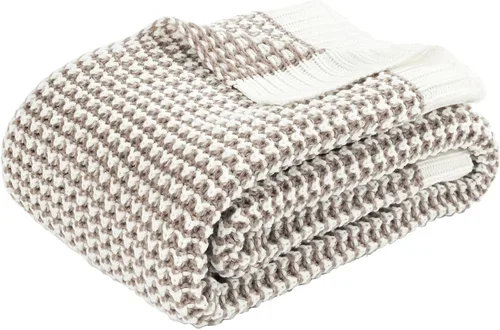 Miniatura 6 de Lush Decor Manta de punto elegante y suave, individual de 50 pulgadas de ancho x 60 pulgadas de largo, manta neutra para cama, manta de sofá, mantas