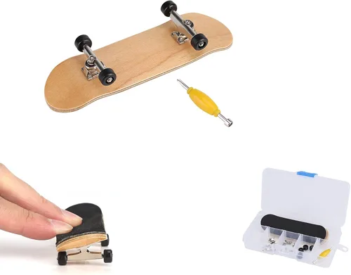 Miniatura 5 de Patineta de dedo de madera, rueda de rodamiento de stent, juguete novedoso para reducir la presión, regalos para niños (negro)