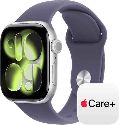 Miniatura 7 de Apple Reloj inteligente de la serie 11 [GPS de 1.654 in] con caja de aluminio plateado con correa deportiva de niebla morada - S/M. Puntuación