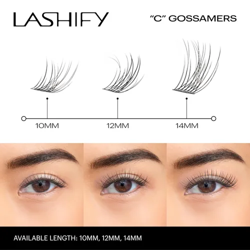 Miniatura 4 de Lashify Curl - Extensiones de pestañas Gossamer DIY de 0.394 pulgadas, color negro, pestañas postizas fáciles para un aspecto natural