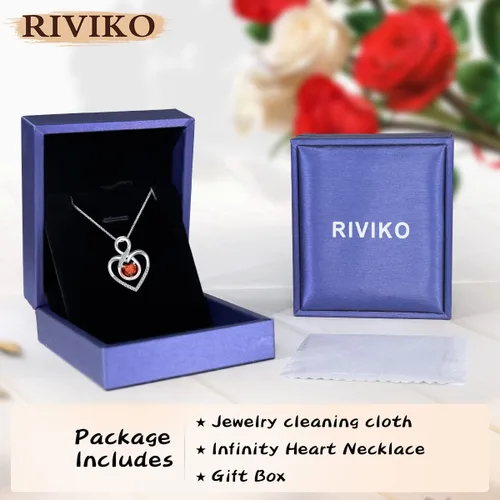 Miniatura 23 de RIVIKO Collar con símbolo de corazón infinito para mujer, plata de ley 925, delicado colgante de corazón para el día de San Valentín, día