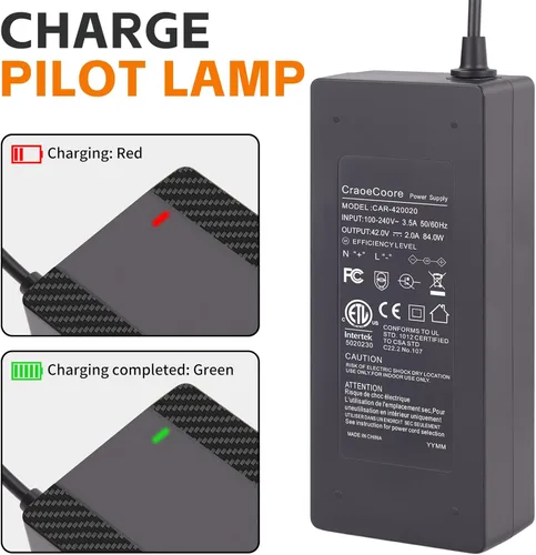 Miniatura 7 de Cargador eléctrico de scooter de 42 V 2 A para batería de litio de 36 V, cargador 5 en 1 para Gotrax, Jetson, Razor, Swagtron, Bird, Segway
