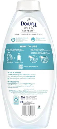 Miniatura 2 de Downy Rinse - Removedor de olores de lavandería, aroma de algodón fresco, suavizante de tela y enjuague para eliminar olores de lavandería, combate