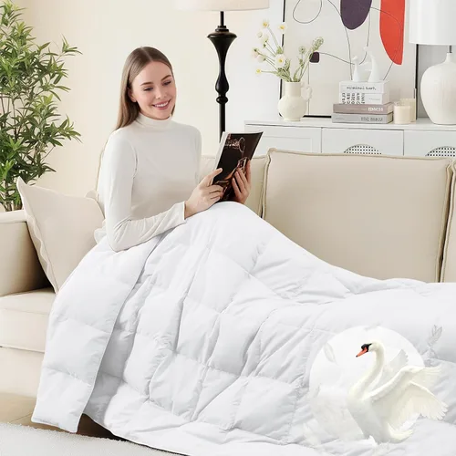 Miniatura 16 de Deodar Manta de fibra de plumón natural para sofá cama, edredón de sofá, manta ligera para exteriores, tela de piel de durazno, 50 x 70 pulgadas