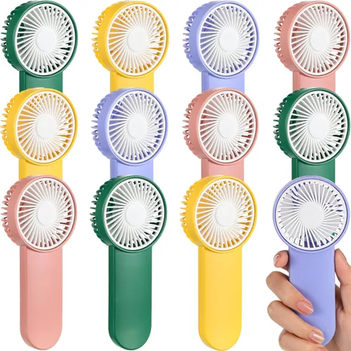 Miniatura 30 de Sumind 6 unidades de pequeño ventilador portátil personal pequeño a granel de 1 velocidad eléctrico lindo alimentado por batería para el cuello