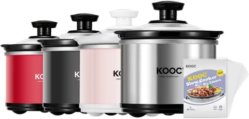 Miniatura 9 de KOOC Olla de cocción lenta pequeña, 0.60 L, incluye revestimientos gratuitos, olla de cerámica mejorada, reducción de pérdida de nutrientes