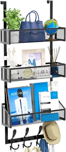 Miniatura 18 de Kaiferty Organizador de ganchos para colgar sobre la puerta, perchero para colgar sobre la puerta, toallero, organizador de almacenamiento