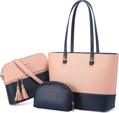 Juego de 3 bolsas de mano para mujeres bolsa tipo tote para llevar colgada del hombro, bolso satchel y bolso hobo