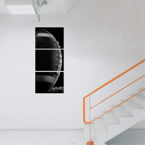 Miniatura 6 de Arte de pared de entrenamiento de rugby gimnasio, fútbol americano para decoración de pared de habitación de niños, pintura en lienzo negro de 12 x
