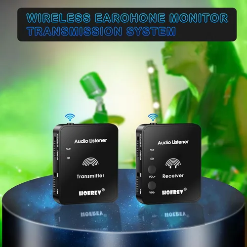 Miniatura 8 de Hoerev Sistema de monitor inalámbrico en el oído, equipo de estudio, sistema profesional transmisor de guitarra con batería recargable para estudio