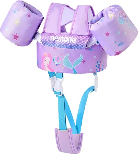 Miniatura 16 de Nemone Chaleco de natación para niños pequeños de 22 a 70 libras, flotadores para niños, chaqueta de natación con alas de agua para el brazo para A