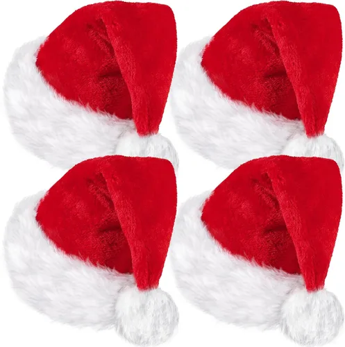 Miniatura 9 de SATINIOR 4 Piezas Sombreros de Papá Noel de Felpa, Unisex de Terciopelo para Navidad a Granel con Forro Cómodo para Fiestas, Vacaciones, Navidad Azul