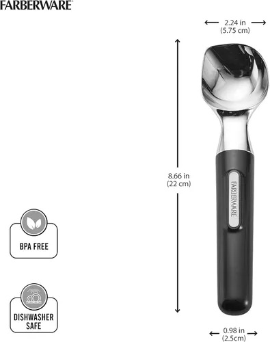 Miniatura 8 de Cuchara de helado profesional Farberware con mango cómodo, resistente, cuchara de grado profesional, cuchara de forma perfecta, ideal para cucharas