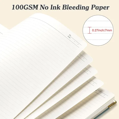 Miniatura 4 de Cuaderno espiral, 300 páginas numeradas con pauta universitaria y contenido, cuaderno grueso de 100 g/m² para mujeres y hombres, cuaderno de cuero
