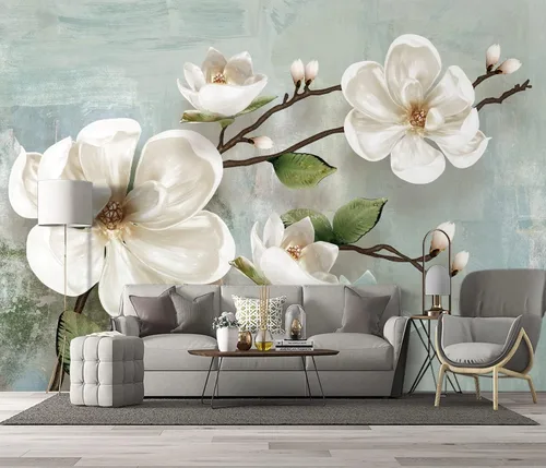 Miniatura 2 de Hermoso papel tapiz floral 3D Dormitorio Flores modernas murales Tendencia Oficina Decorativo Sala de estar fondo de televisión Gran mural de pared