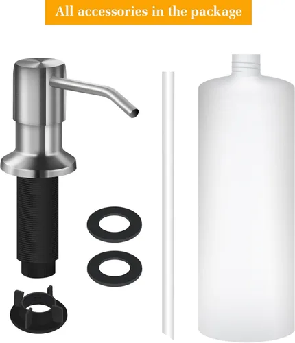 Miniatura 5 de Dispensador de jabón para fregadero de cocina, dispensador de jabón integrado con botella de 17 onzas, repuesto del dispensador de jabón para Níquel