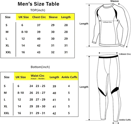 Miniatura 6 de Muezna Conjunto térmico para hombre con parte superior e inferior, capa base larga con forro polar suave