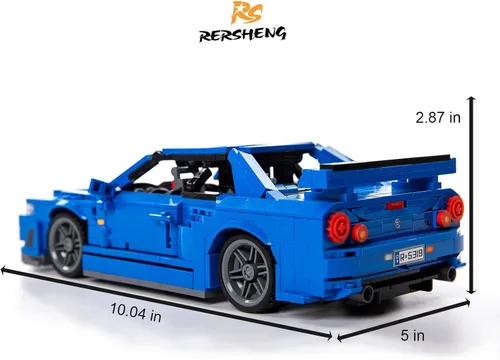 Miniatura 2 de Initial-d GTRS R34 - Kit de construcción y juguete de construcción con tecnología MOC, modelo coleccionable para adultos, modelo de coche JDM a