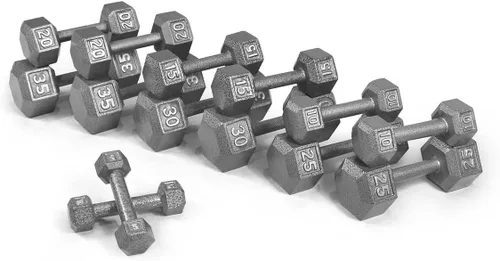 Miniatura 20 de WF Athletic Supply Juego de mancuernas de hierro fundido, juego de mancuernas hexagonales sólidas, color gris, entrenamiento de fuerza, pesas libres