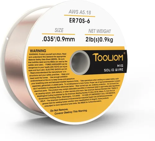 TOOLIOM Alambre de soldadura MIG ER70S-6 .035 "(0.9 mm) 2LB Alambre de soldadura de acero al carbono sólido Alambre MIG de alta alimentación
