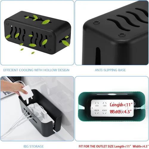 Miniatura 5 de Caja de organización de cables, caja organizadora de cables para escritorio y suelo, organizador de caja de cables para cubrir los cables de la tira