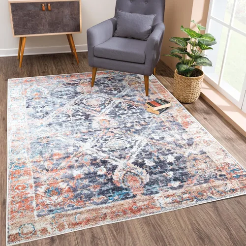 Miniatura 23 de Bloom Rugs - Alfombra lavable, antideslizante, de 1,83 x 2,74 m, color beige/blanco claro con borde tradicional, para sala de estar, dormitorio