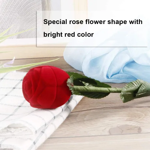 Miniatura 9 de Niiyen Red Rose Rings Box Fashion Rose Flower Shape Wedding Rings Storage Box Necklace Earrings Personalized Innovative Packaging Box