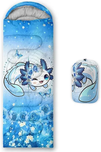 Miniatura 28 de AILONEN Saco de dormir de campamento con escamas de sirena para adultos y adolescentes, ligero y resistente al agua, 3 estaciones, clima cálido