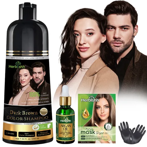 Miniatura 11 de Herbishh Paquete de Viaje Champú Tinte para el Cabello en Sobre + 1 Sobre de Mascarilla Capilar de Argán (Negro, 1 sobre)