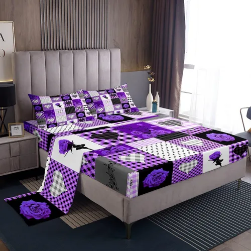 Miniatura 18 de Juego de sábanas femeninas de flores de rosas rojas, tamaño individual, juego de ropa de cama para el día de San Valentín, decoración de habitación