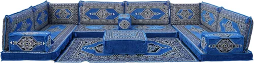 Miniatura 29 de arabicsofa Cojines de piso árabe en forma de U – Sofá tradicional Majlis con sofá otomano