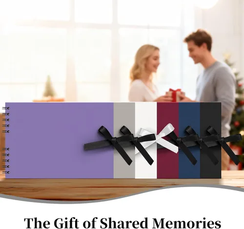 Miniatura 7 de Vienrose Álbum de recortes de 80 páginas, álbum de fotos de bricolaje con accesorios, libro de recuerdos de papel kraft negro para bodas